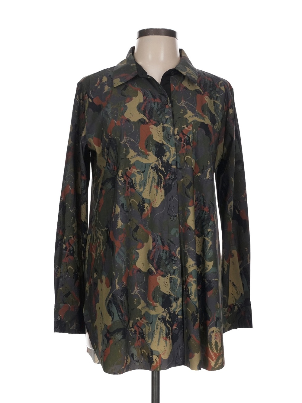 Lysse Green Camo Button-Up Blouse